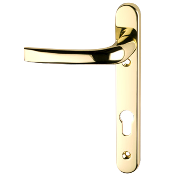 ASEC 92 Lever/Lever UPVC Furniture - 220mm Backplate Gold