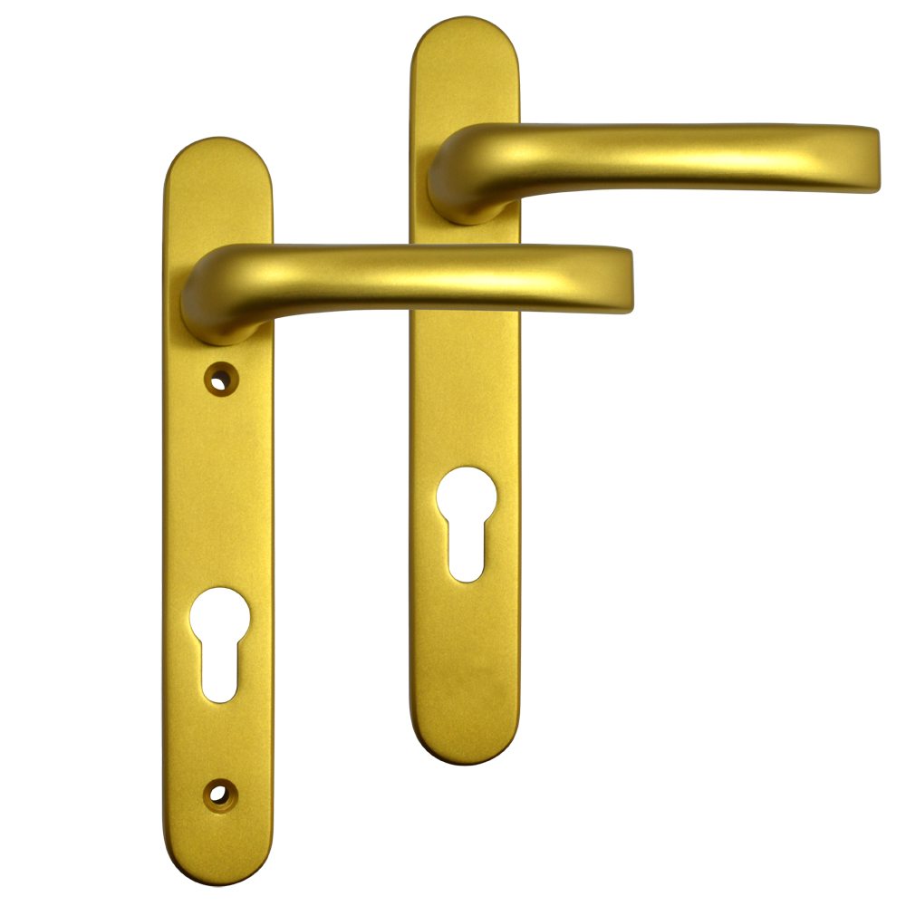 MILA Prolinea 92 Lever/Lever UPVC Furniture - 220mm Backplate Gold