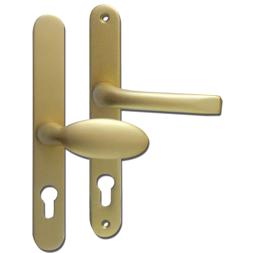 MILA Prolinea 92/62 Offset Lever/Pad UPVC Furniture - 240mm Backplate Gold