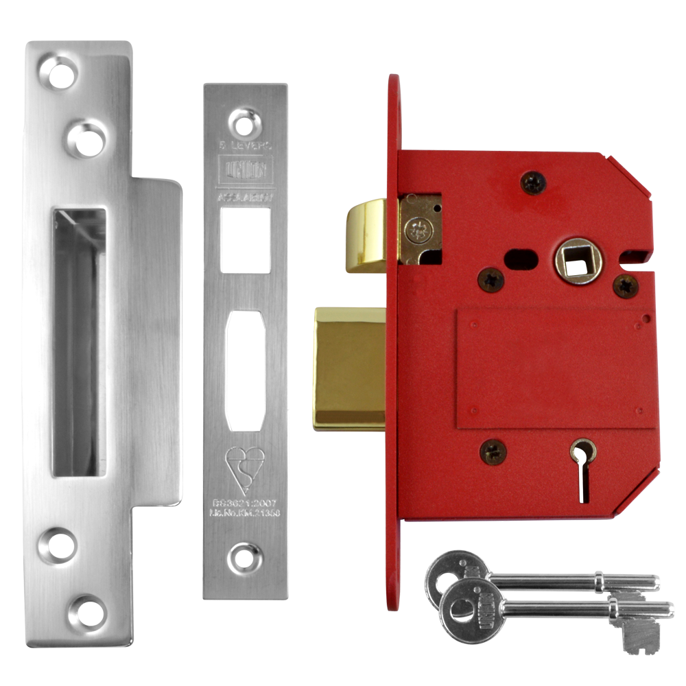 UNION J2200 StrongBOLT BS 5 Lever Sashlock 75mm Keyed To Differ Pro - Satin Chrome