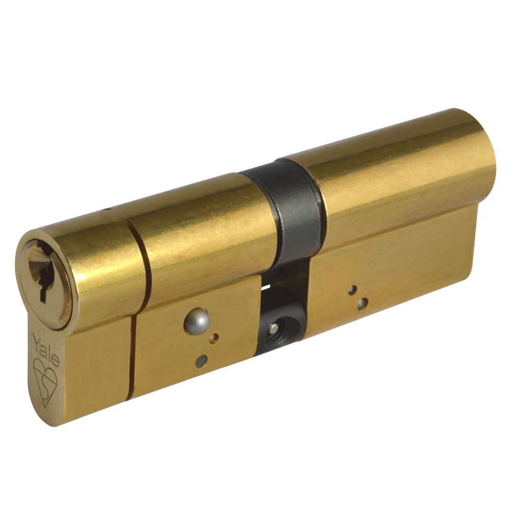 YALE Snap Resistant Euro Double Cylinder 90mm 45/45 40/10/40 Keyed To Differ - Polished Brass