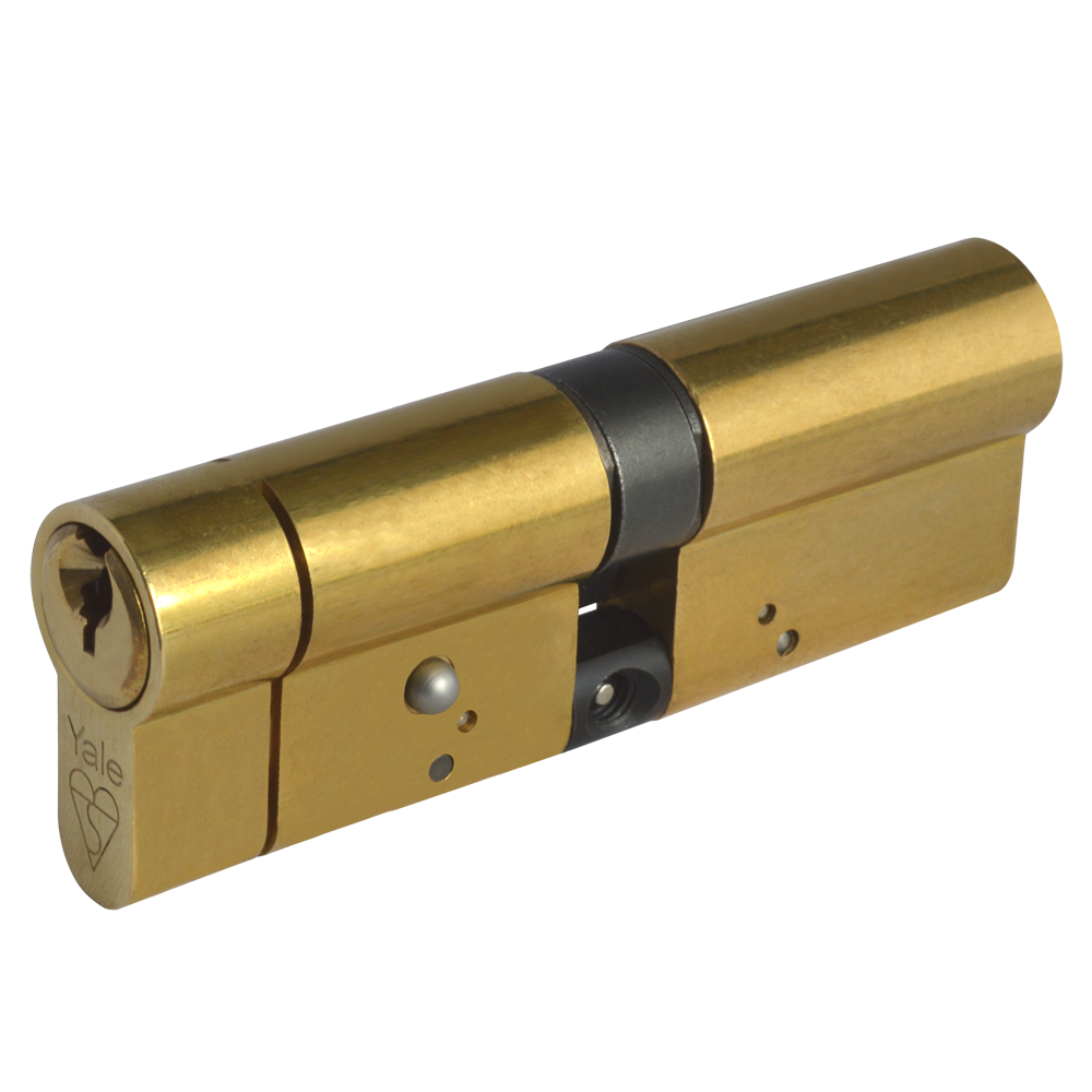 YALE Snap Resistant Euro Double Cylinder 95mm 50/45/10/40 Keyed To Differ - Polished Brass