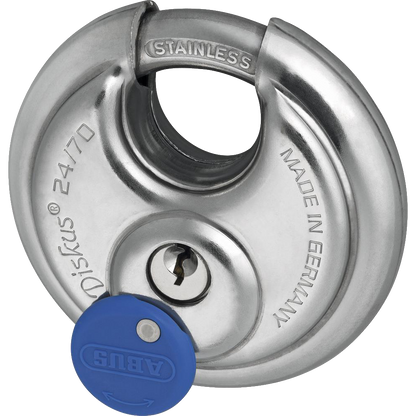 ABUS 24IB Series Stainless Steel Diskus Discus Padlock 71mm Keyed Alike 32528 24IB/70 - Stainless Steel