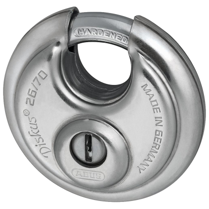 ABUS 26 Series Solid Lock Body Diskus Discus Padlock 71mm Keyed To Differ 26/70 Pro - Hardened Steel