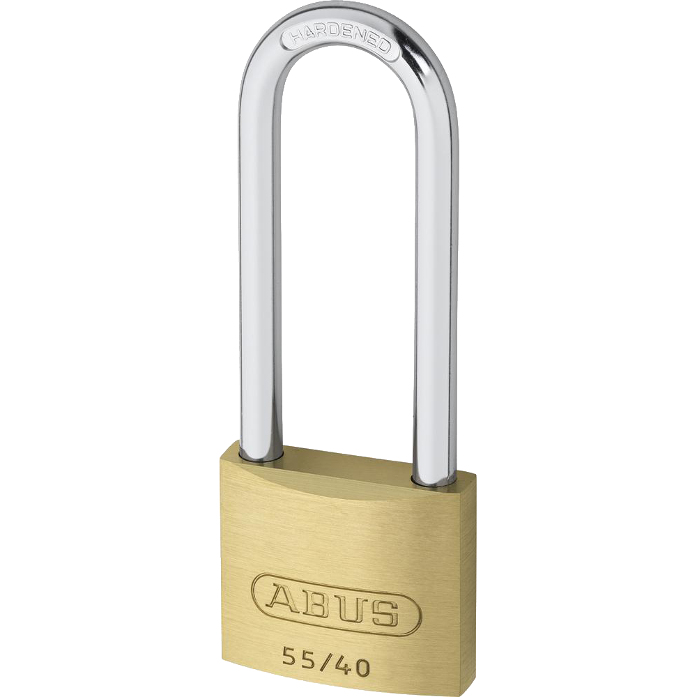 ABUS 55 Series Brass Long Shackle Padlock 38mm Keyed Alike 5401 55/40HB63 - Brass