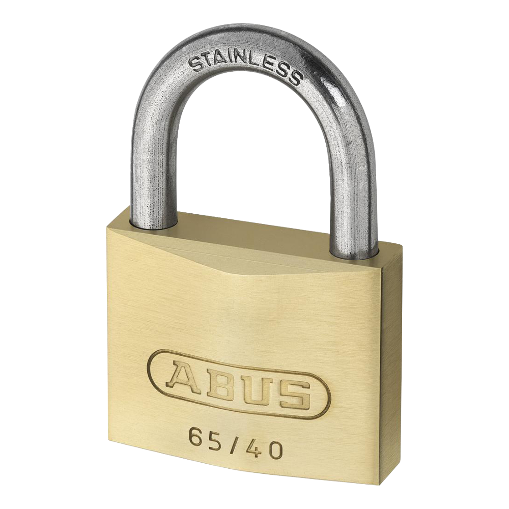 ABUS 65 Series Brass Open Stainless Steel Shackle Padlock 30mm Keyed To Differ 65IB/30 - Brass