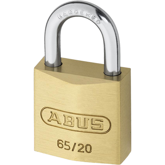 ABUS 65 Series Brass Open Shackle Padlock 20mm Keyed To Differ 65/20 - Brass