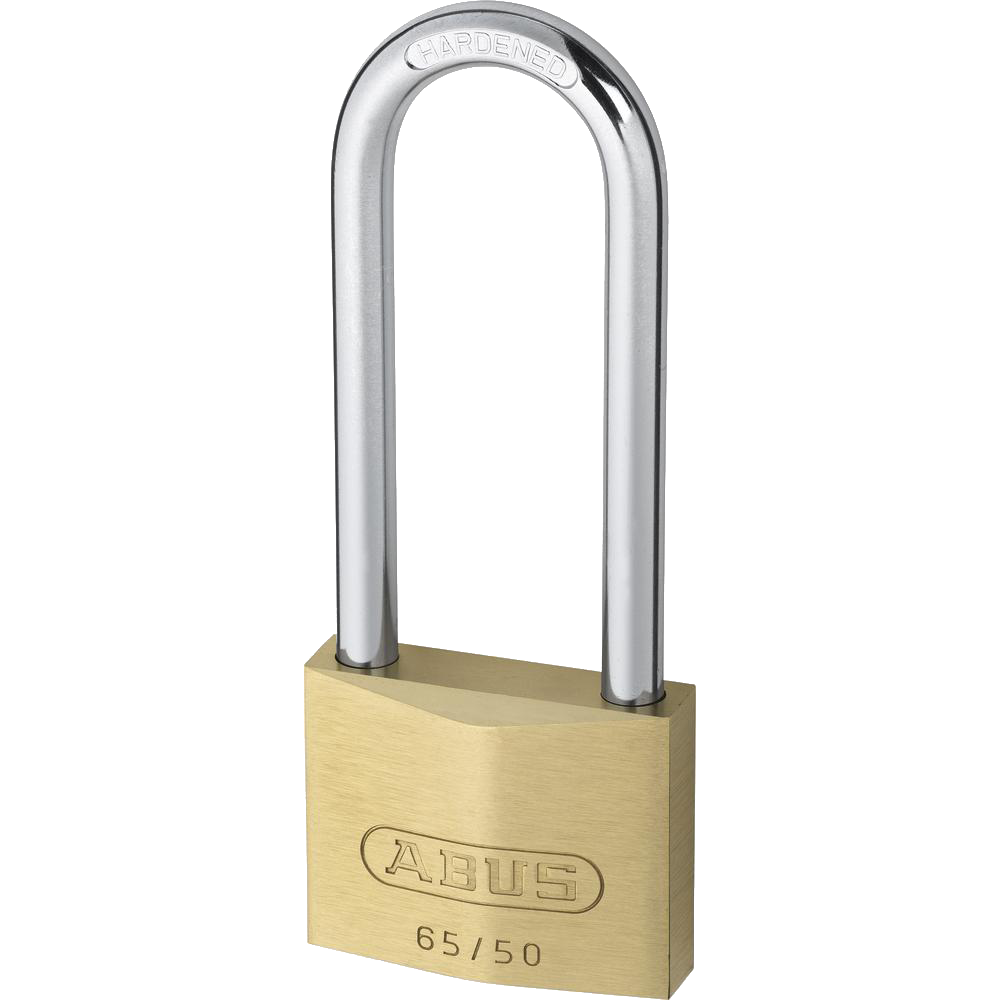 ABUS 65 Series Brass Long Shackle Padlock 50mm Keyed Alike 6501 80mm Shackle 65/50HB80 - Brass