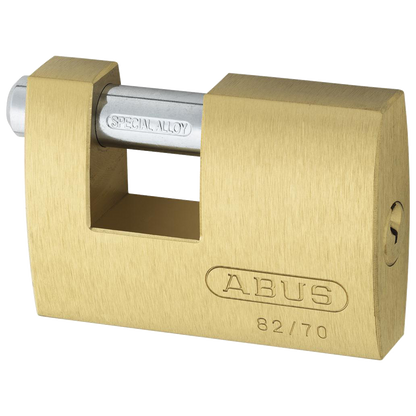 ABUS 82 Series Brass Sliding Shackle Shutter Padlock 70mm Keyed To Differ 82/70 Pro - Hardened Steel