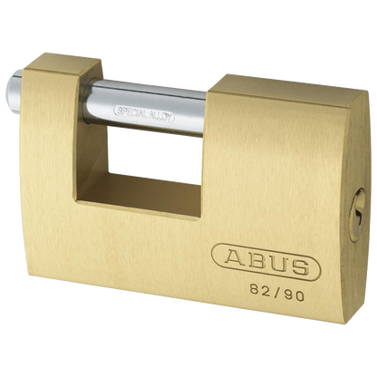 ABUS 82 Series Brass Sliding Shackle Shutter Padlock 90mm Keyed To Differ 82/90 Pro - Hardened Steel