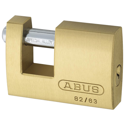 ABUS 82 Series Brass Sliding Shackle Shutter Padlock 63mm Keyed Alike 8501 82/63 - Hardened Steel