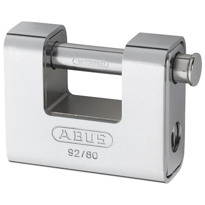 ABUS 92 Series Steel Clad Brass Sliding Shackle Shutter Padlock 78mm Keyed To Differ 92/80 Pro - Hardened Steel