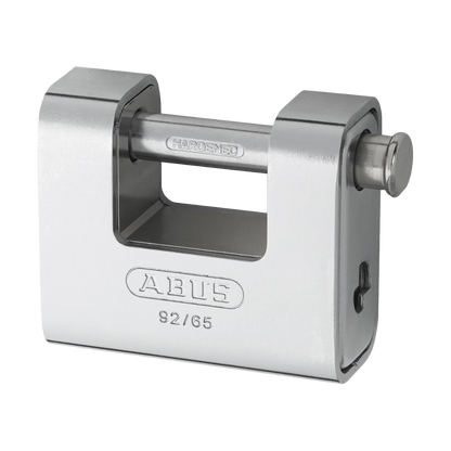 ABUS 92 Series Steel Clad Brass Sliding Shackle Shutter Padlock 78mm Keyed To Differ 92/80 - Hardened Steel