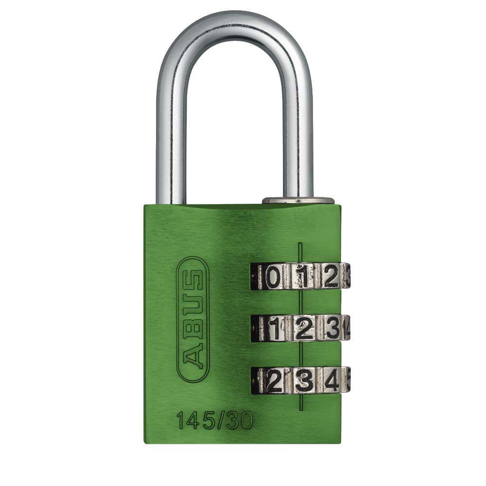 ABUS 145 Series Coloured Aluminium Combination Open Shackle Padlock 30mm Assorted Colours 145/30 Pro - Steel