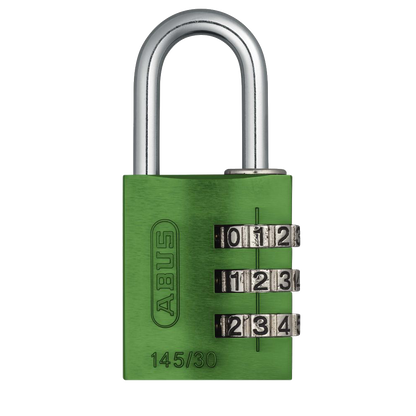 ABUS 145 Series Coloured Aluminium Combination Open Shackle Padlock 30mm Assorted Colours 145/30 Pro - Steel