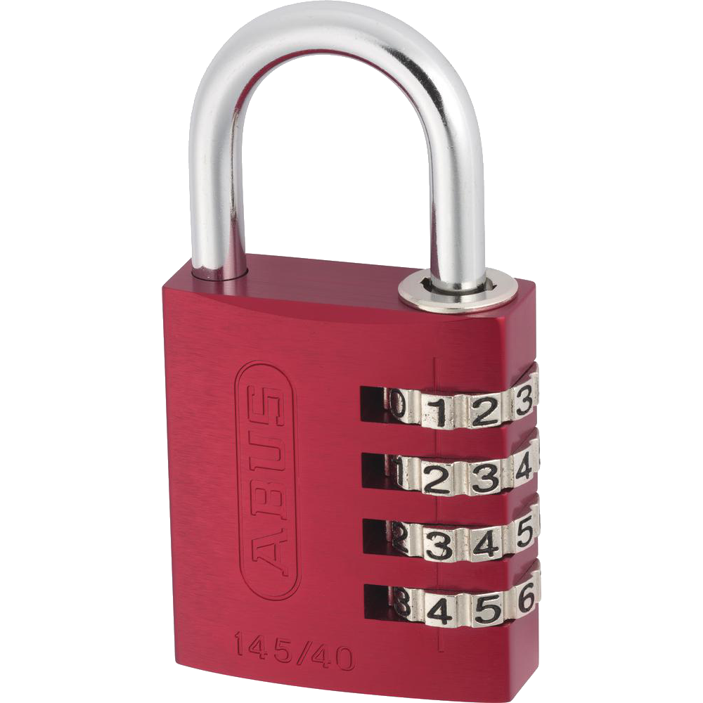 ABUS 145 Series Coloured Aluminium Combination Open Shackle Padlock 40mm Assorted Colours 145/40 Pro - Steel