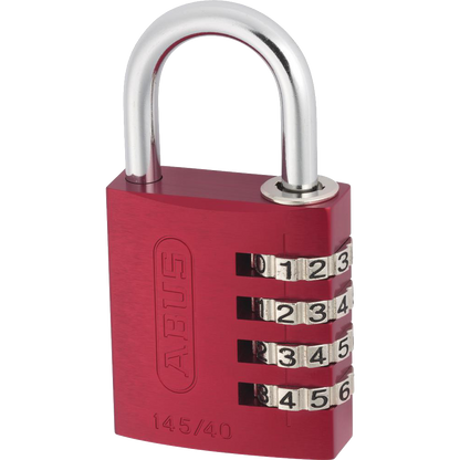 ABUS 145 Series Coloured Aluminium Combination Open Shackle Padlock 40mm Assorted Colours 145/40 Pro - Steel