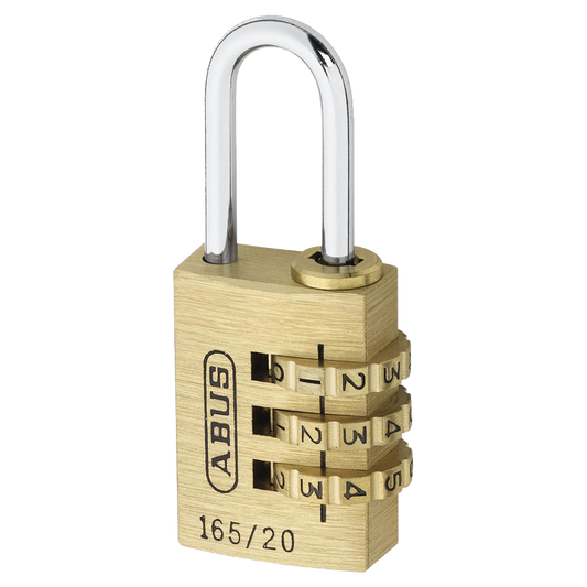 ABUS 165 Series Brass Combination Open Shackle Padlock 20mm 165/20 Pro - Steel