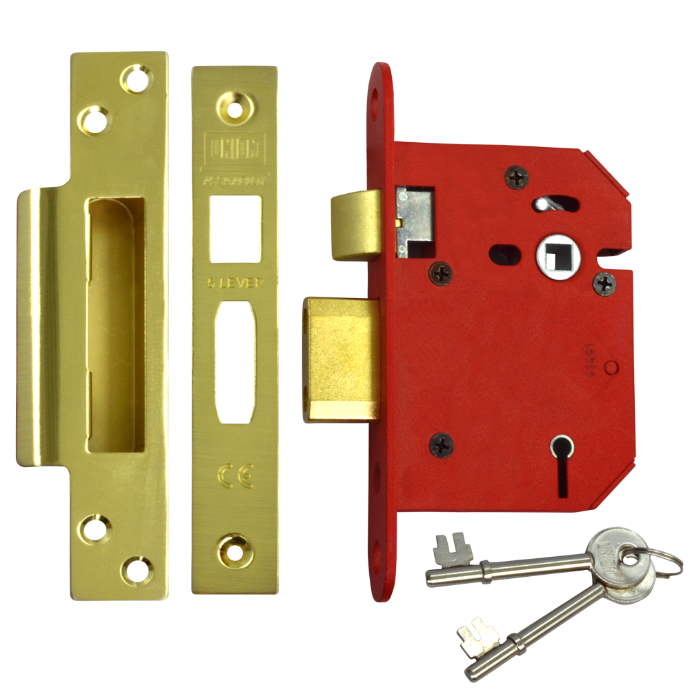 UNION J2205 StrongBOLT 5 Lever Sashlock 75mm Keyed To Differ - Polished Brass