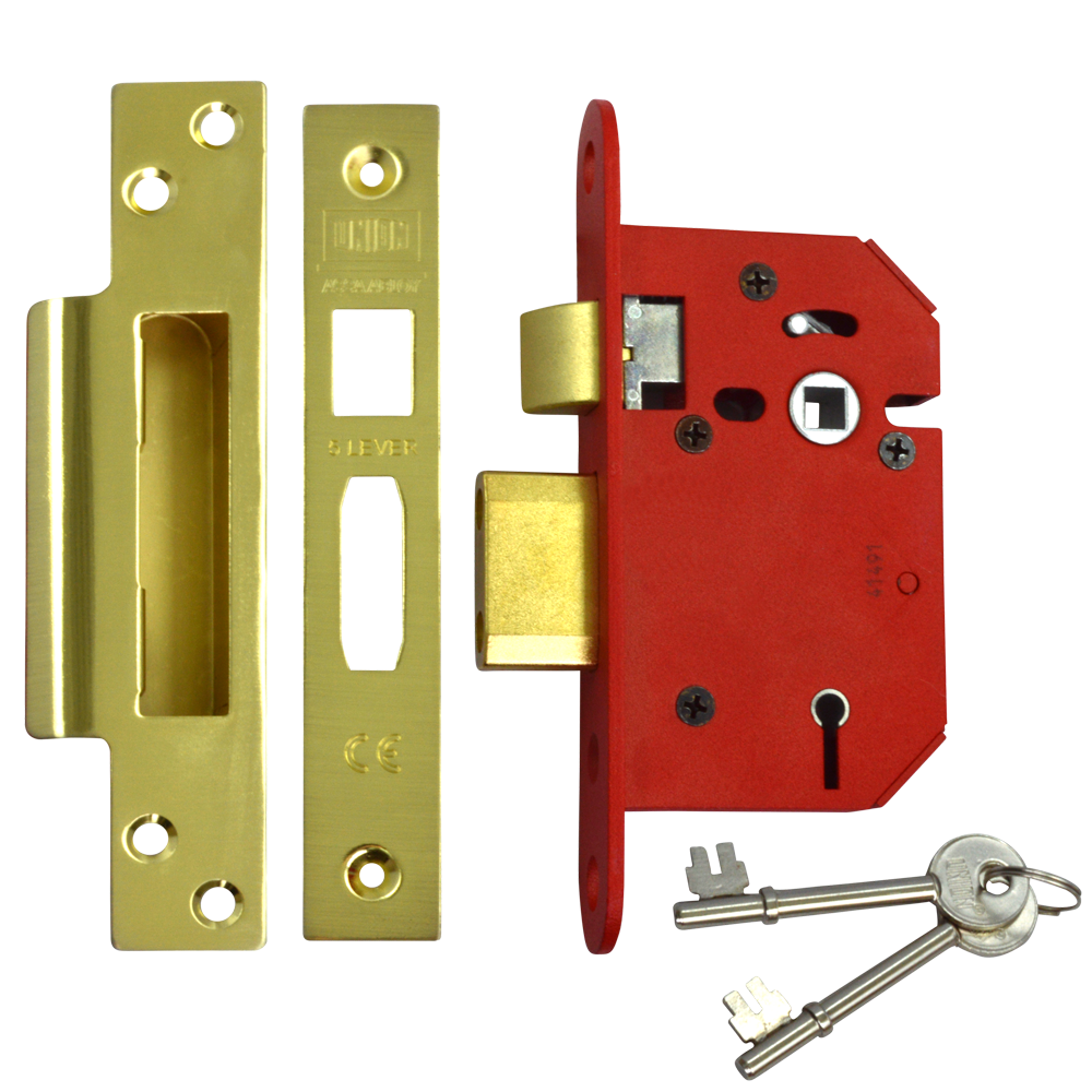 UNION J2205 StrongBOLT 5 Lever Sashlock 64mm Keyed To Differ Pro - Polished Brass