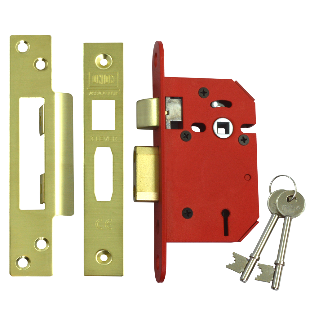 UNION J2203 StrongBOLT 3 Lever Sashlock 64mm Keyed To Differ - Polished Brass