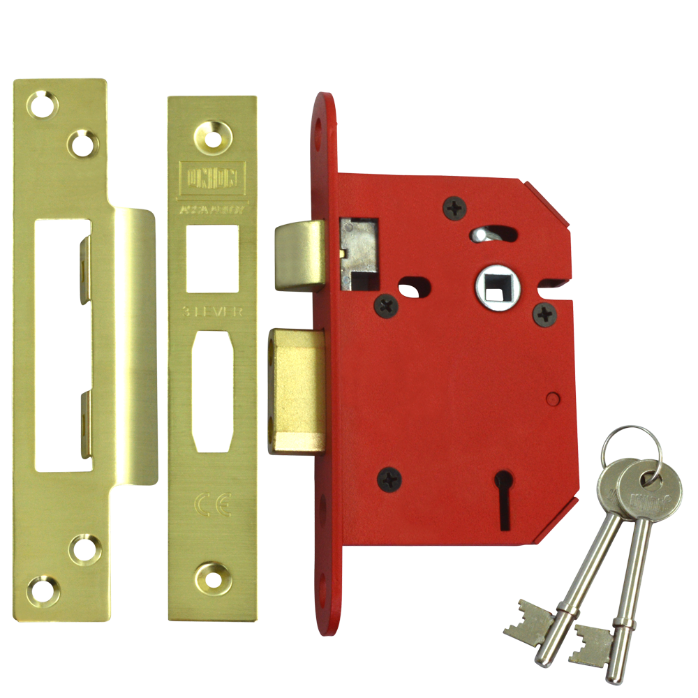 UNION J2203 StrongBOLT 3 Lever Sashlock 75mm Keyed To Differ - Polished Brass