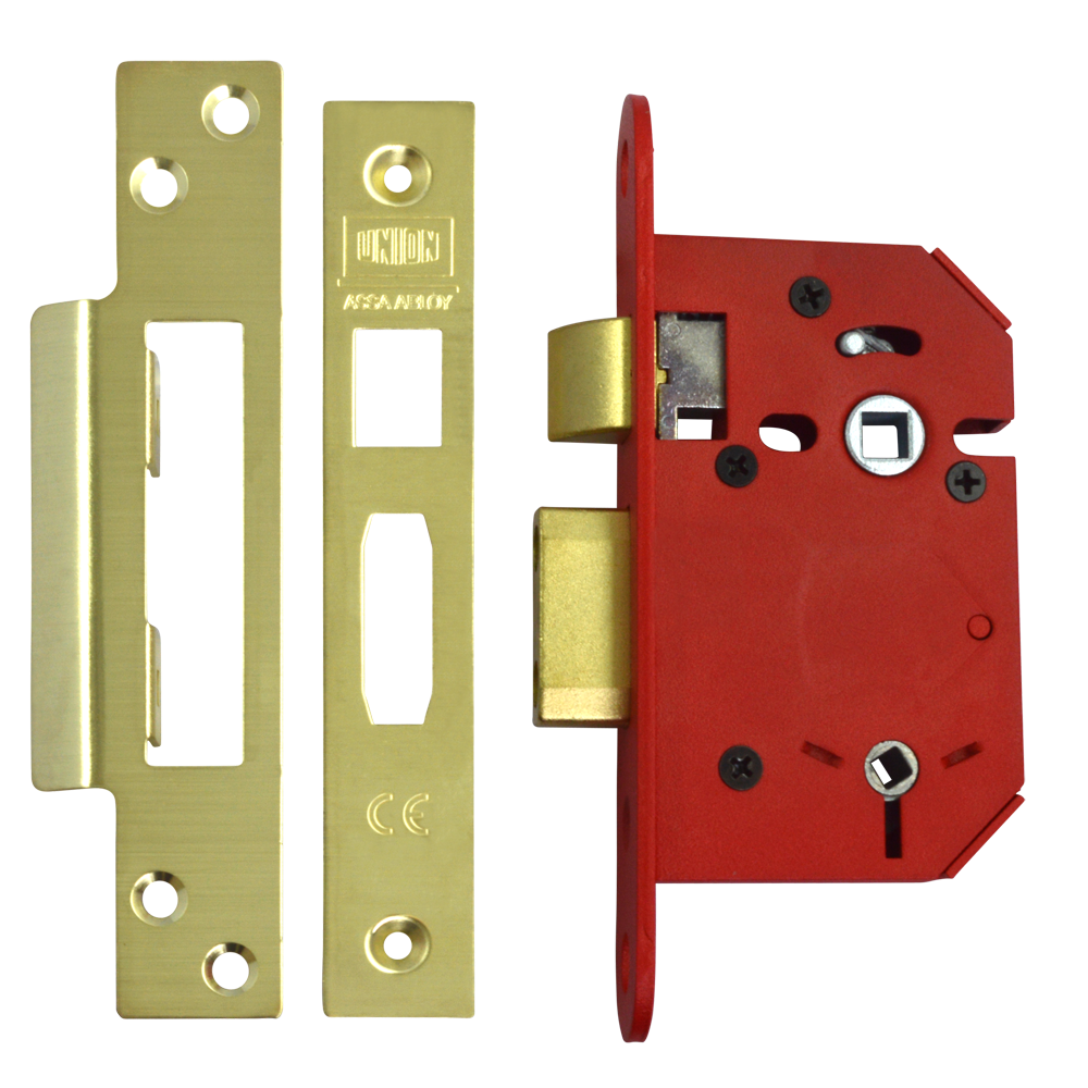 UNION J22WCS StrongBOLT Bathroom Lock 64mm - Polished Brass