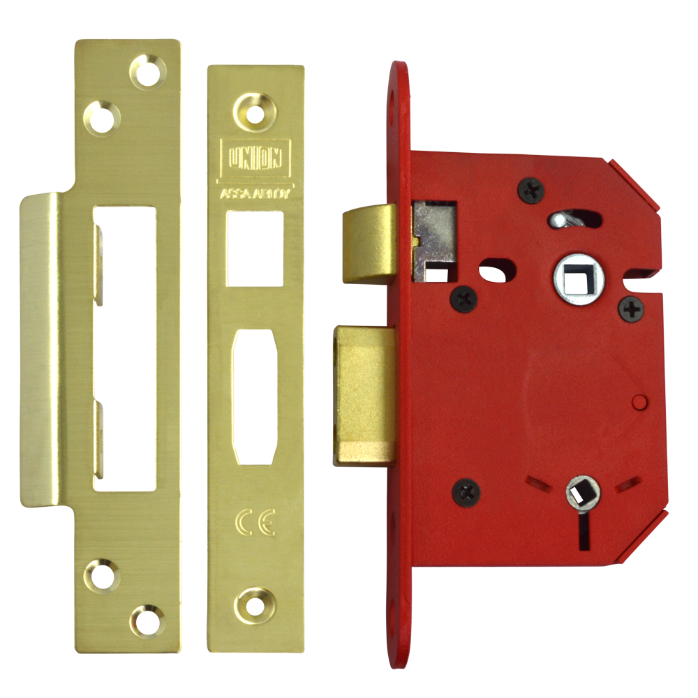 UNION J22WCS StrongBOLT Bathroom Lock 75mm - Polished Brass