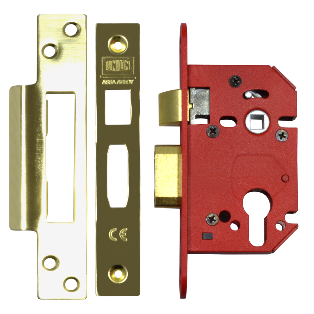 UNION JL22EUS StrongBOLT Euro Sashcase 64mm - Polished Brass