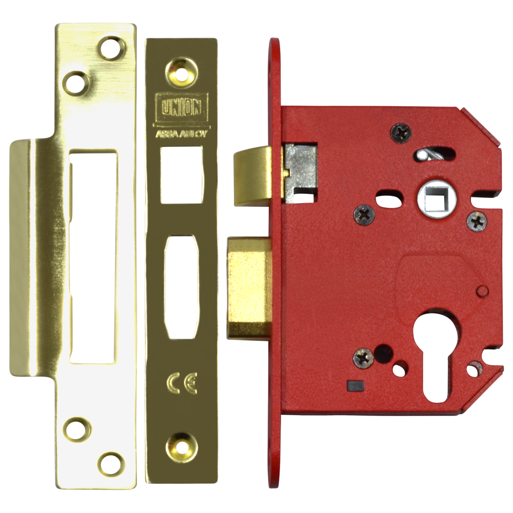 UNION JL22EUS StrongBOLT Euro Sashcase 75mm - Polished Brass