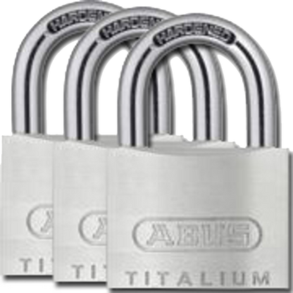 ABUS Titalium 54TI Series Open Shackle Padlock 40mm Keyed Alike Triple Pack 54TI/40C Pro - Silver