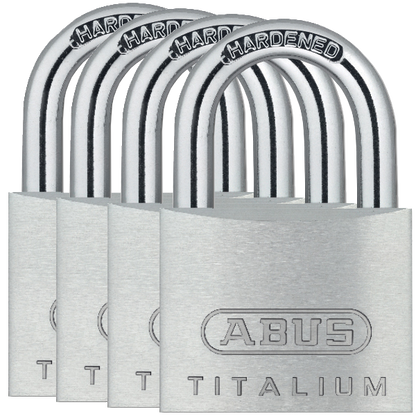 ABUS Titalium 64TI Series Open Shackle Padlock 40mm Keyed Alike Quad Pack 64TI/40 Pro - Silver