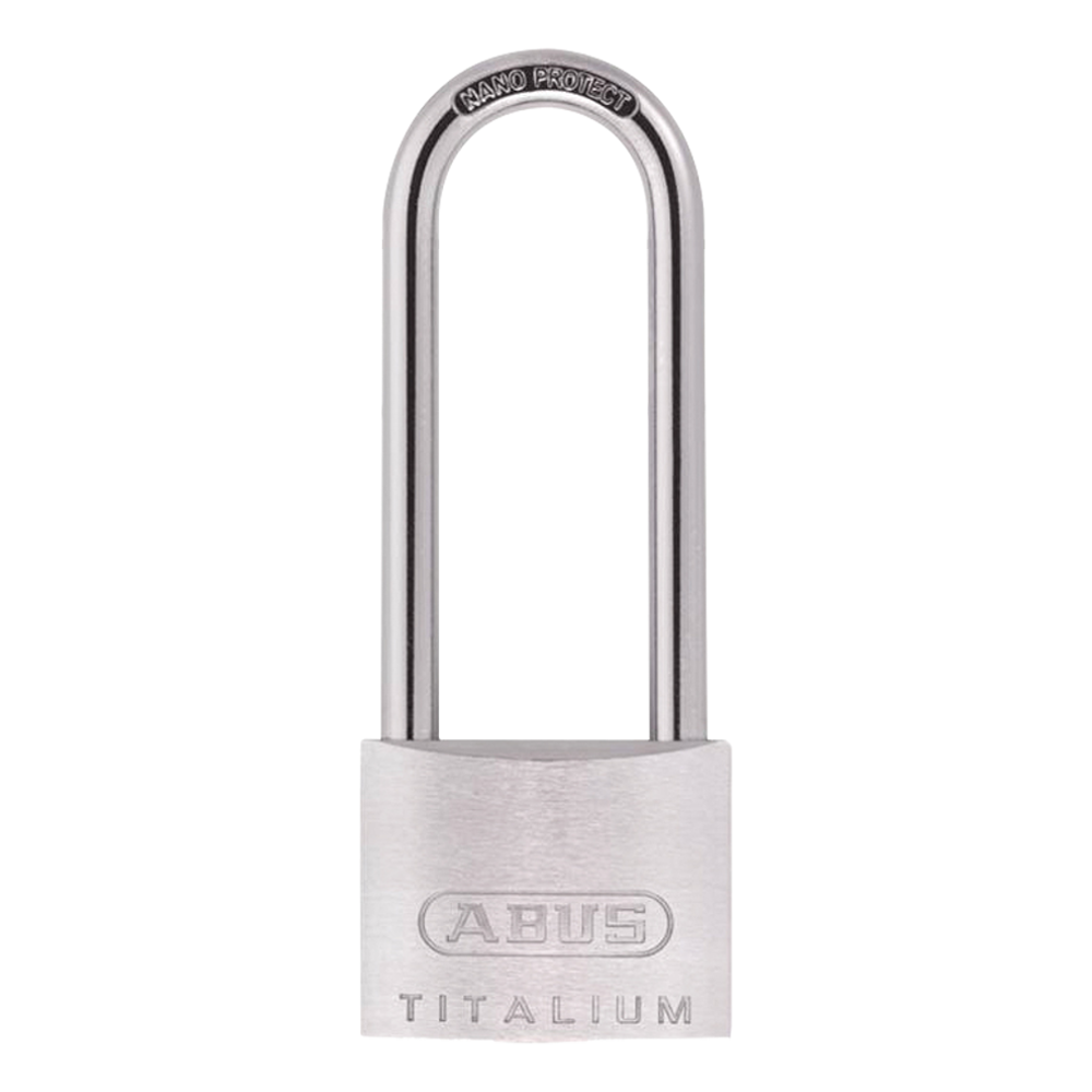 ABUS Titalium 64TI Series Long Shackle Padlock 40mm Keyed Alike 6411 63mm Shackle 64TI/40HB63 - Silver