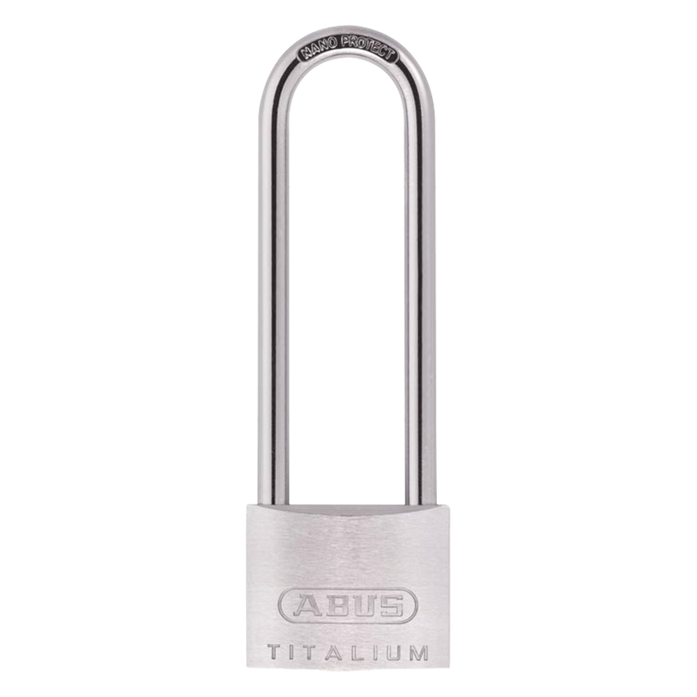 ABUS Titalium 64TI Series Long Shackle Padlock 50mm Keyed Alike 6511 80mm Shackle 64TI/50HB80 - Silver