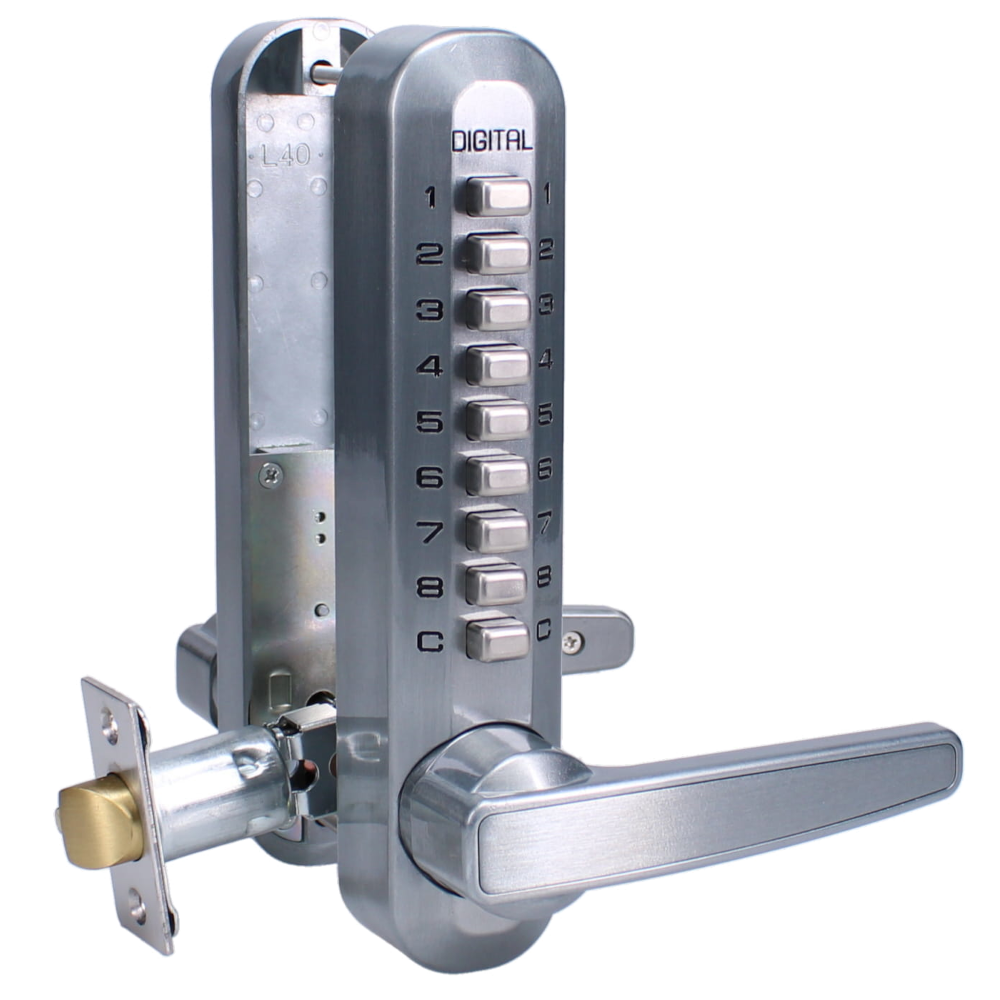 LOCKEY Super 8 Digital Lock Supplied With Latch - Satin Chrome