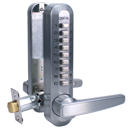 LOCKEY Super 8 Digital Lock Supplied With Latch - Satin Chrome