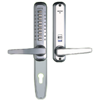 LOCKEY Super 8 Narrow Style Digital Lock 7075 Euro Cut Out Plate - Satin Chrome