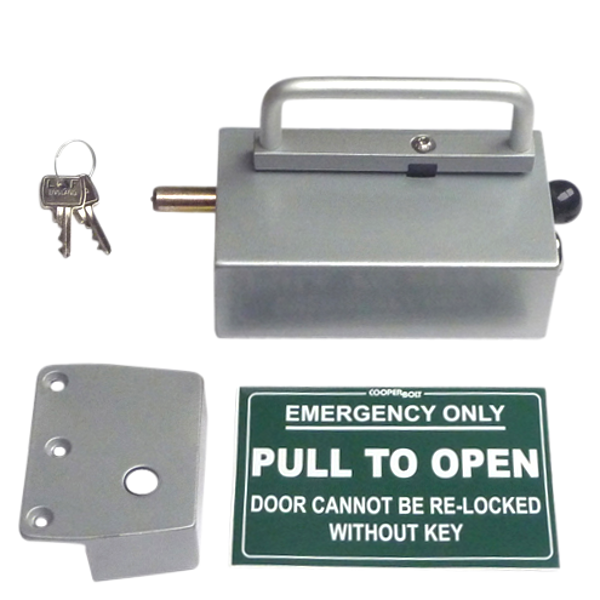 COOPERBOLT Non-Alarmed Door Bolt 102 Series Key Switch - Silver