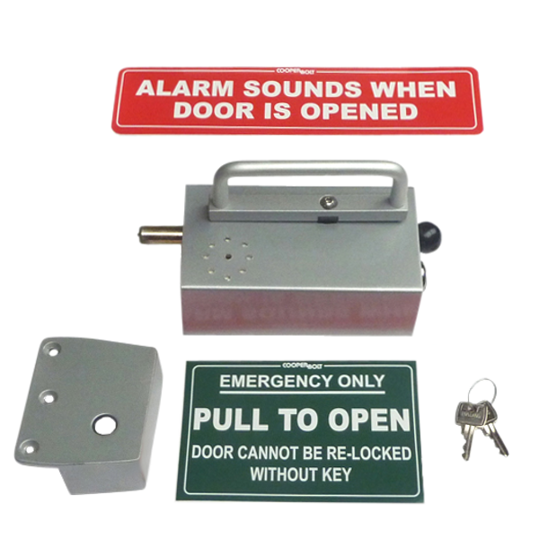 COOPERBOLT Alarmed Door Bolt 104 Series No Key Switch - Silver