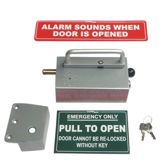 COOPERBOLT Alarmed Door Bolt 104 Series No Key Switch - Silver