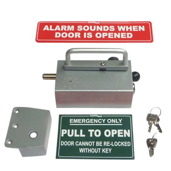 COOPERBOLT Alarmed Door Bolt 104 Series Key Switch - Silver