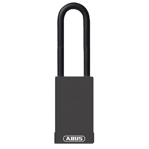 ABUS 74HB Series Long Shackle Lock Out Tag Out Coloured Aluminium Padlock Black