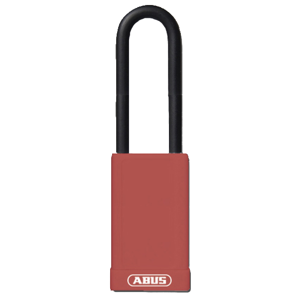 ABUS 74HB Series Long Shackle Lock Out Tag Out Coloured Aluminium Padlock Red