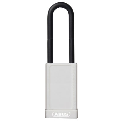 ABUS 74HB Series Long Shackle Lock Out Tag Out Coloured Aluminium Padlock White