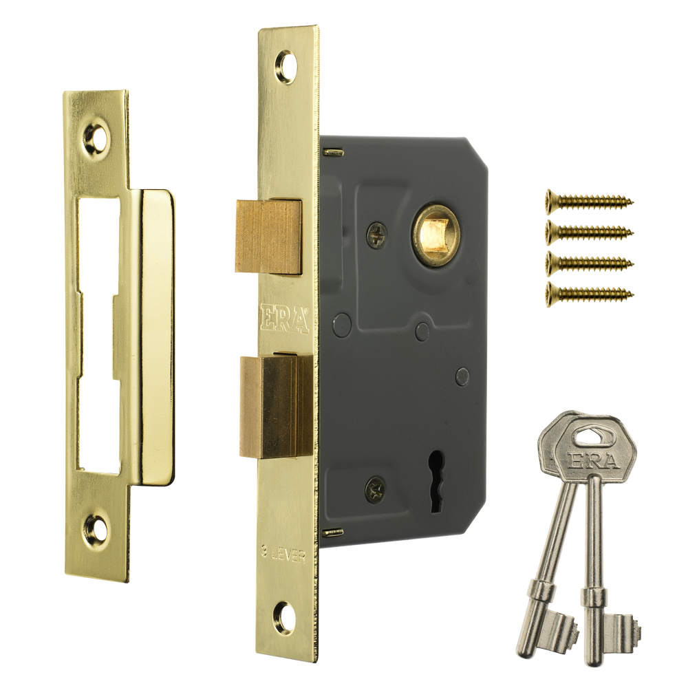 ERA 473 & 573 3 Lever Sashlock 64mm Brass Carded - Polished Brass