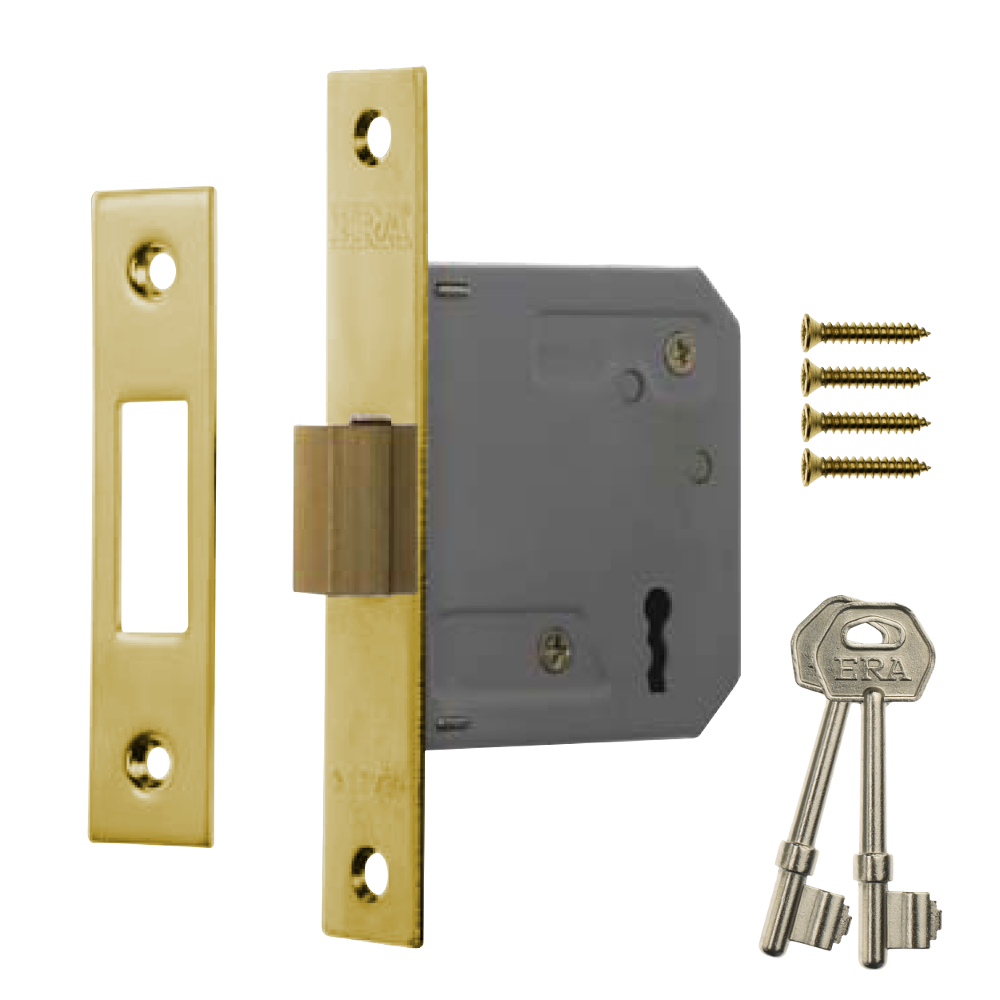 ERA 472 & 572 3 Lever Deadlock 76mm Brass Carded - Polished Brass