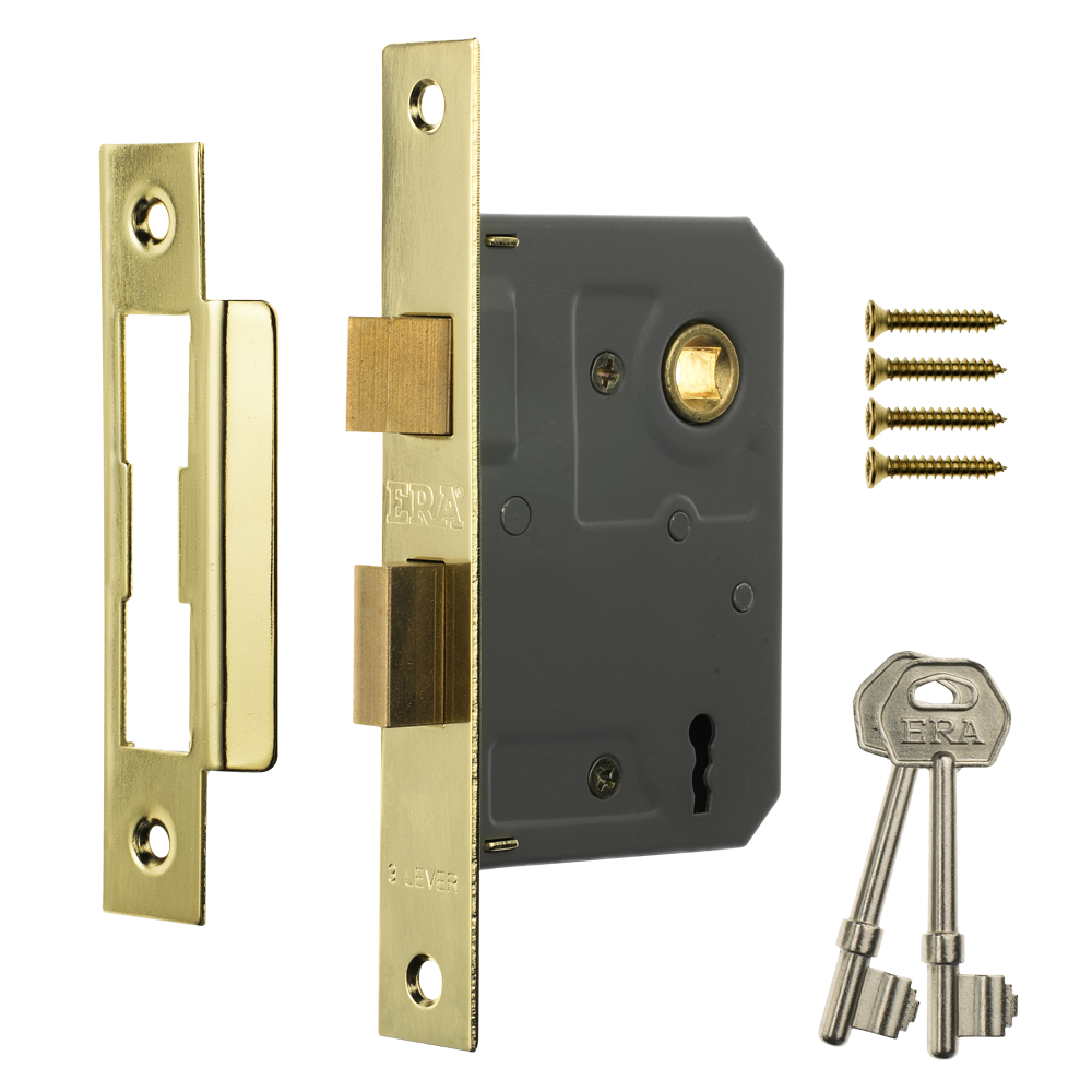 ERA 473 & 573 3 Lever Sashlock 75mm Brass Carded - Polished Brass