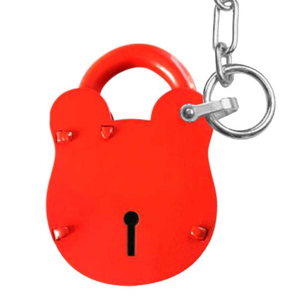 MORGAN ACL100 3 Lever ACL Old English Padlock 67mm ACL100C Padlock & Chain - Red (Powder Coated)