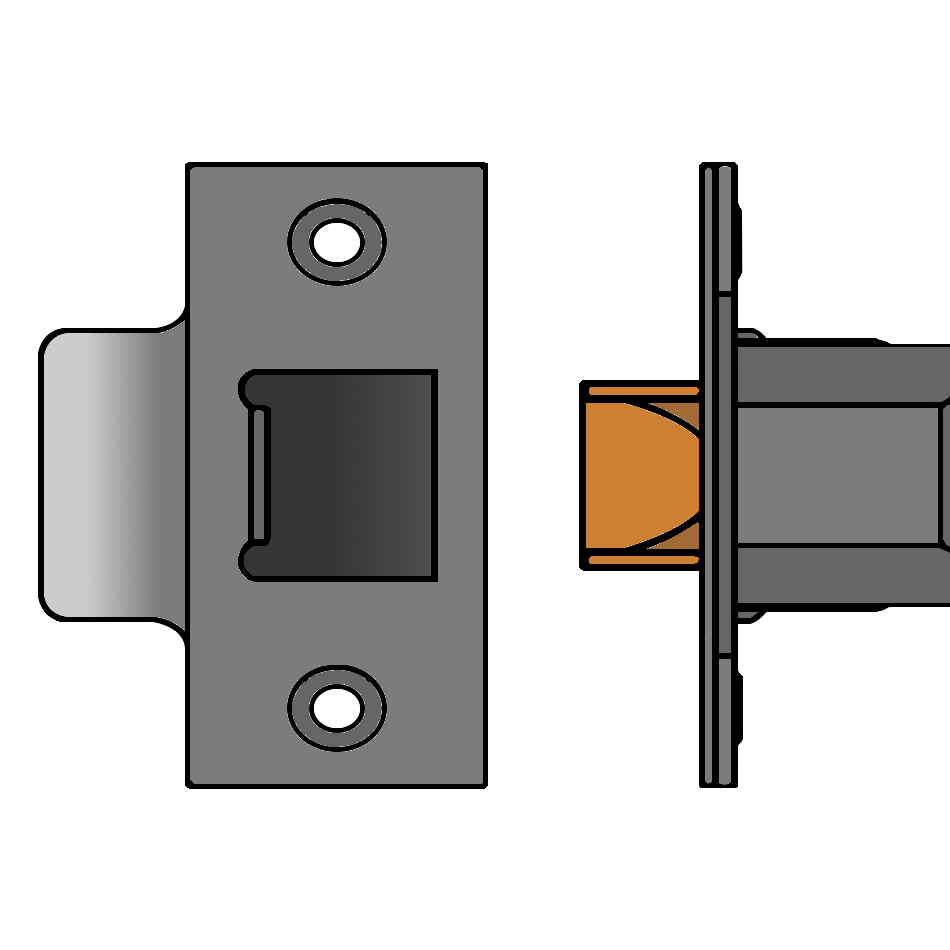 UNION HD26 Dual Finish Heavy Duty Tubular Latch 70mm Long With Square Forend - Polished Brass & Stainless Steel