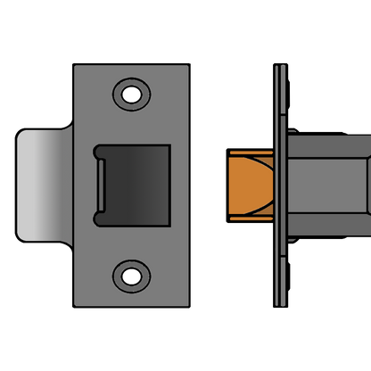 UNION HD26 Dual Finish Heavy Duty Tubular Latch 70mm Long With Square Forend - Polished Brass & Stainless Steel